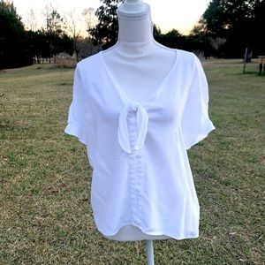 NWT Anthropologie Cloth & Stone White Ruffled Sleeve Blouse Top Size Small
